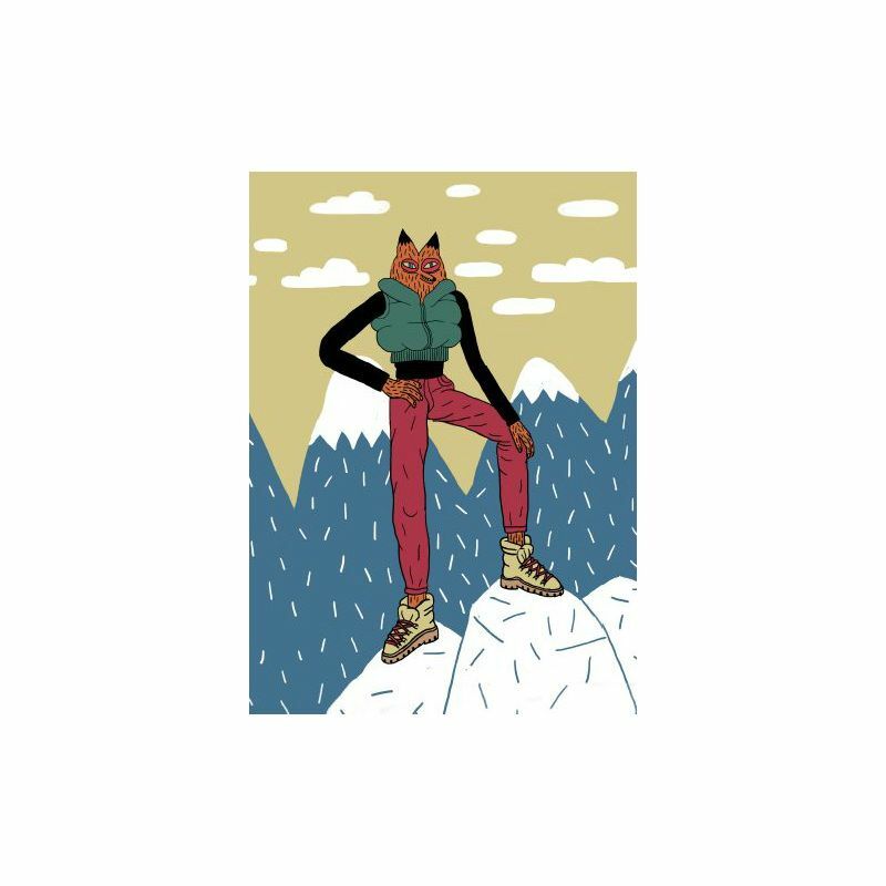 Carte postale renard dans les montagnes