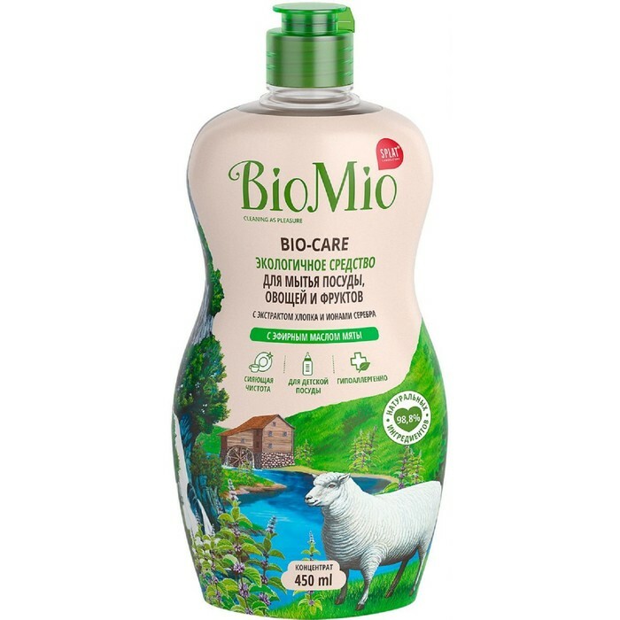 BioMio Prato, Líquido para Lavar Legumes e Frutas, com óleo essencial de menta, 450 ml