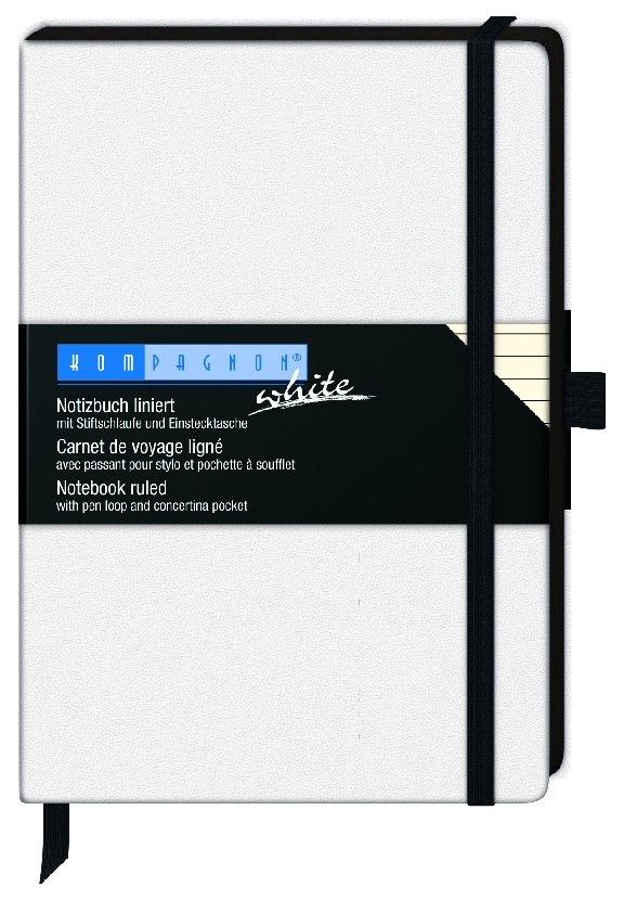 Brunnen Elastic Notebook Companion Mirador, A5, 96 feuilles, règle, Blanc brillant