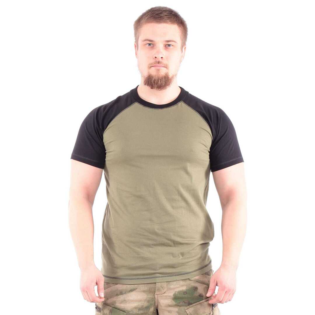 „Keotica“ marškinėliai 100% medvilnės alyvuogių su juoda spalva