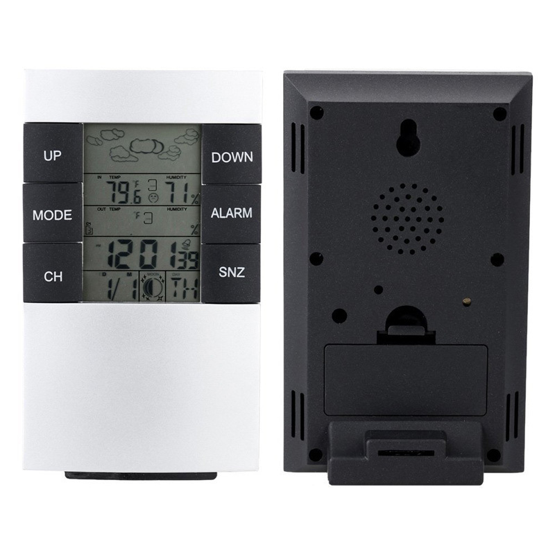 Draadloze Weerstation Weersverwachting Digitale Dual Wekker Buitentemperatuur Thermometer Vochtigheidssensor Vochtmeter
