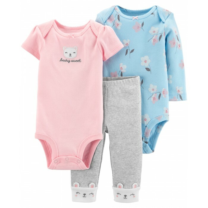 Set for girls (bodysuit, semi-overalls, trousers) 3 pieces 17646810