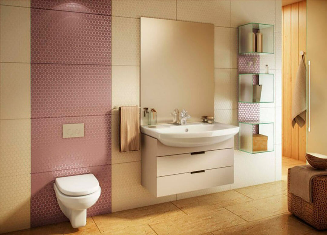 Toilet with installation in a spacious bathroom