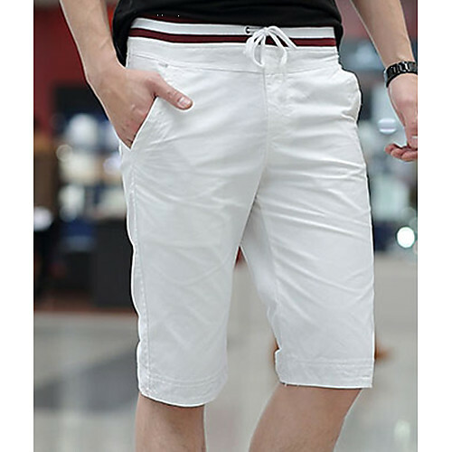 Mees. Basic Plus Size Cotton Slim Chinos / Shorts Püksid - ühevärviline must