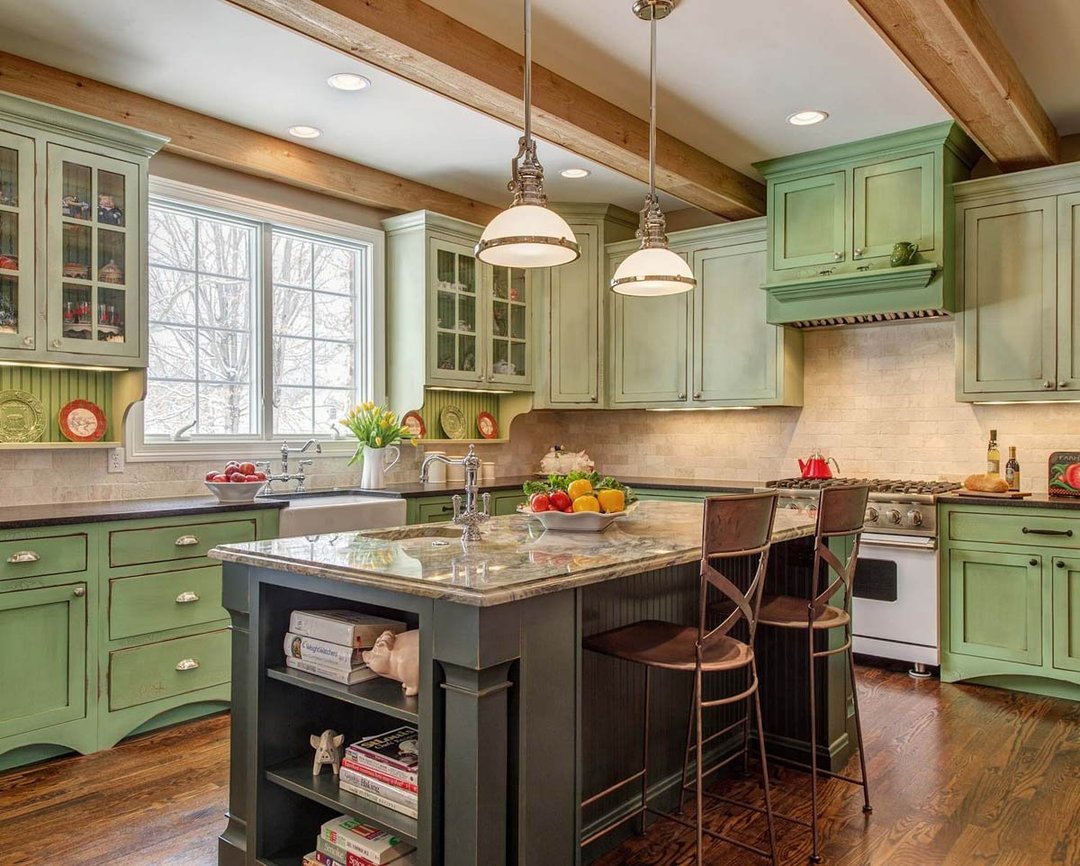 Green Kitchen in country style