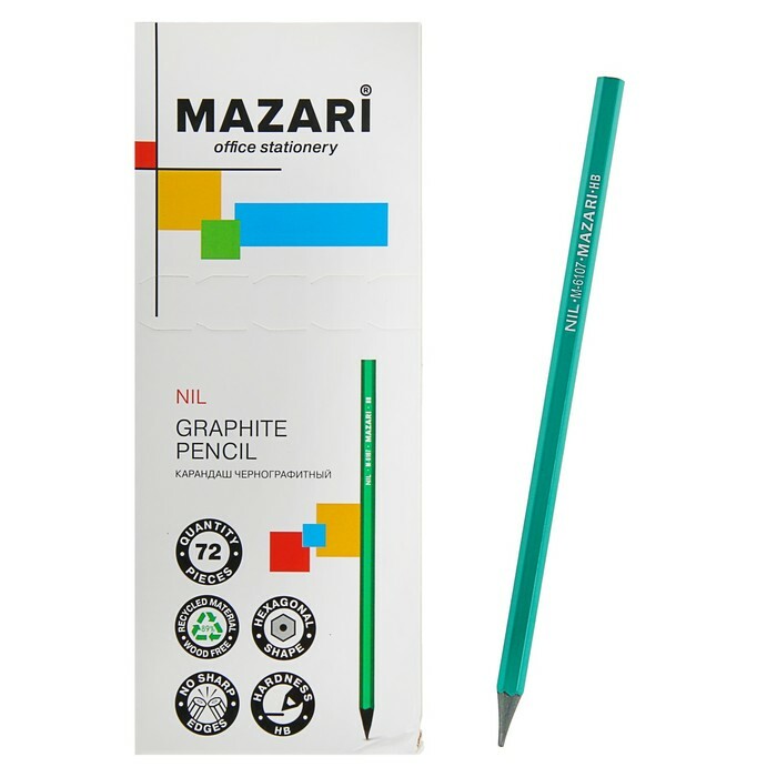 Svart blyertspenna MAZARi NIL, HB, sexkantig, plast