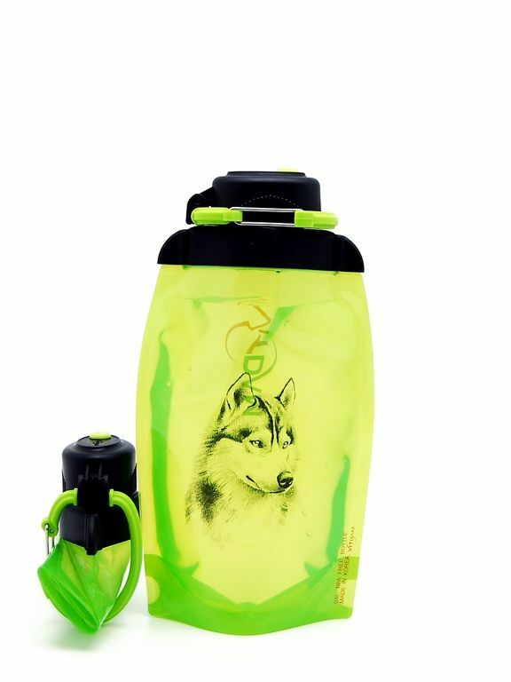 Sammenklappelig øko-flaske, gulgrøn, volumen 500 ml (artikel B050YGS-1303) med billede