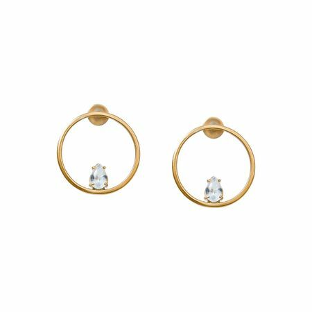 Moonswoon Moonswoon Gold Plated Circle Earrings with Crystal Drops