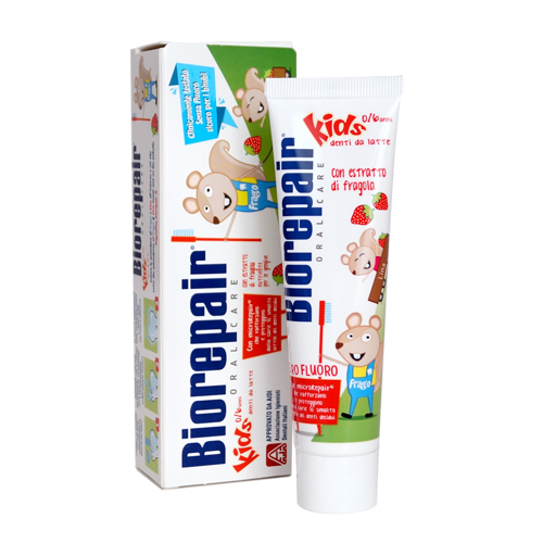 Juniorská jahodová zubná pasta 0-6 rokov, 50 ml (Biorepair, detský gamut)