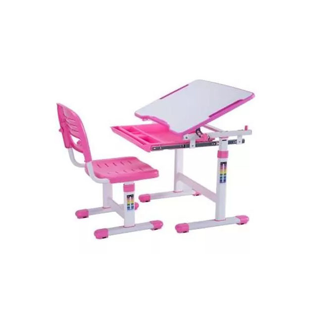 Set školskog stola i stolice Mealux EVO-06 bijela, roza,