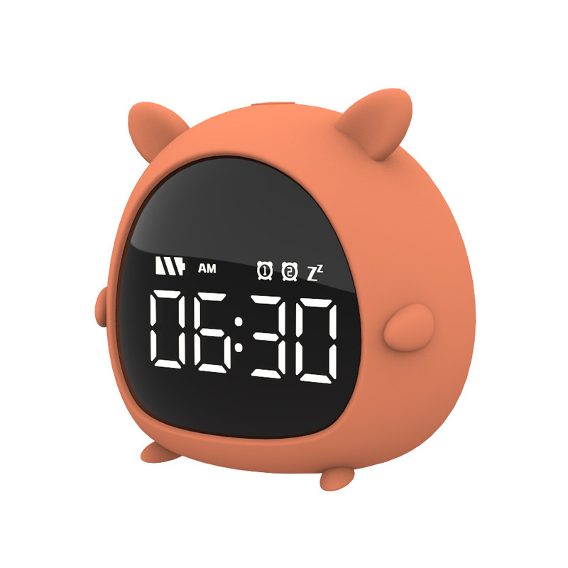 Saat Dijital LED Masa Çalar Saat Erteleme Geri Sayım Şarj Edilebilir Karikatür Saat