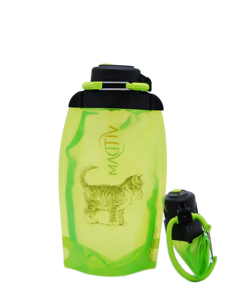Sammenklappelig øko-flaske, gulgrøn, volumen 500 ml (artikel B050YGS-611) med billede