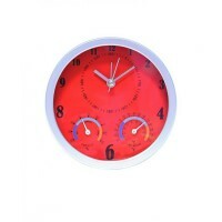 Plastic alarm clock, round, color: red