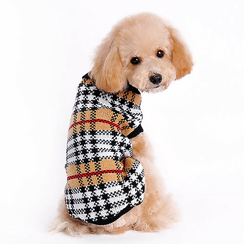 Cat Dog Sweater Dog Clothes Plaid Brown Cloth Costume For Husky Labrador Bulldog Spring # and # Fall Winter Men's Female Classic Keeps you warm