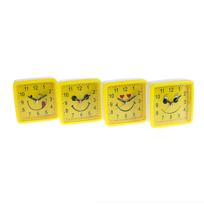 Wecker Smile, quadratisch, gelb, Lächeln-Mix, 11*11cm