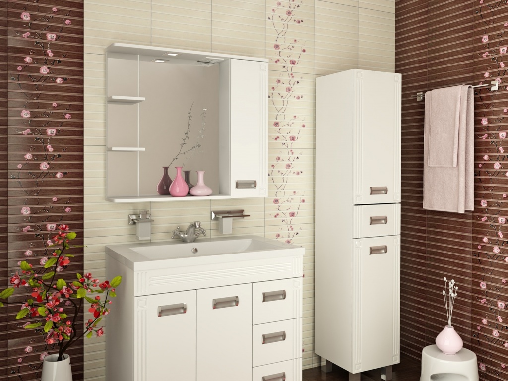 szekrény tolltartó vászonkosárral a fürdőszobai dekoráció fotójához