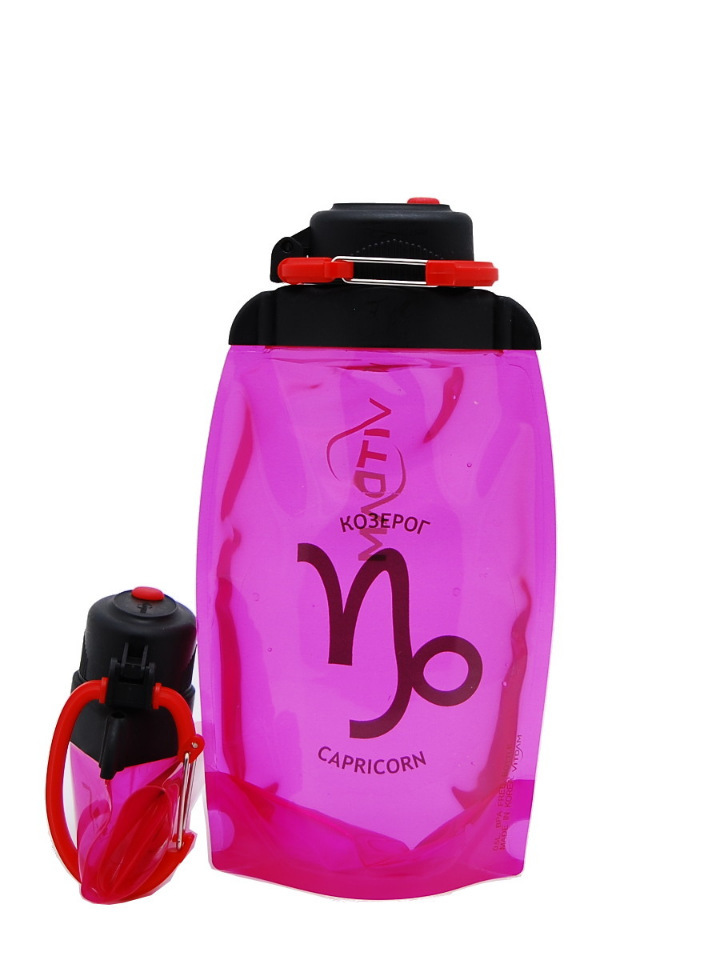Sulankstomas ekologiškas butelis Vitdam, rožinis, 500 ml, Ožiaragis / Ožiaragis