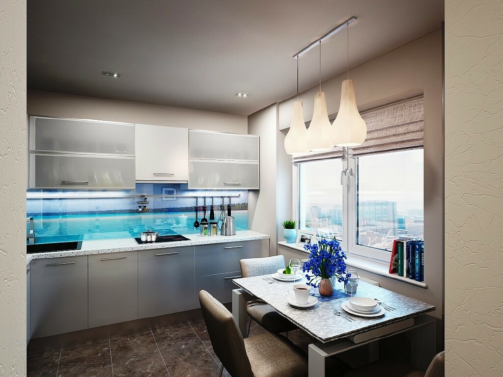Bir panorama Modern mutfak önlüğü