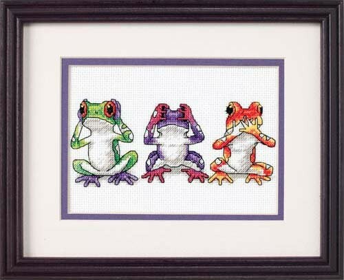 Embroidery kit Dimensions DMS-16758 Trio of tree frogs 18x13 cm