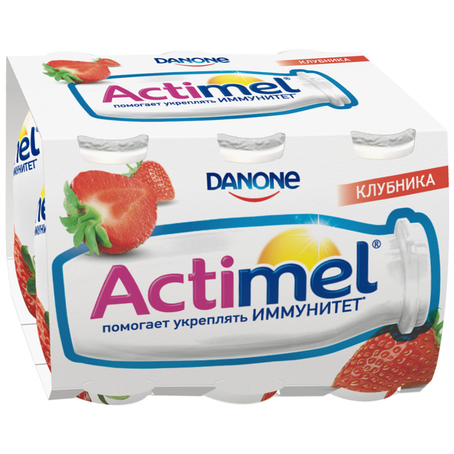 Raudzēts piena produkts Actimel Strawberry 2,5% 6 * 100g