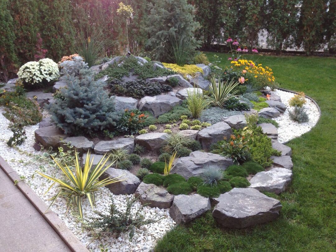 Piccolo giardino roccioso fatto di pietre grigie