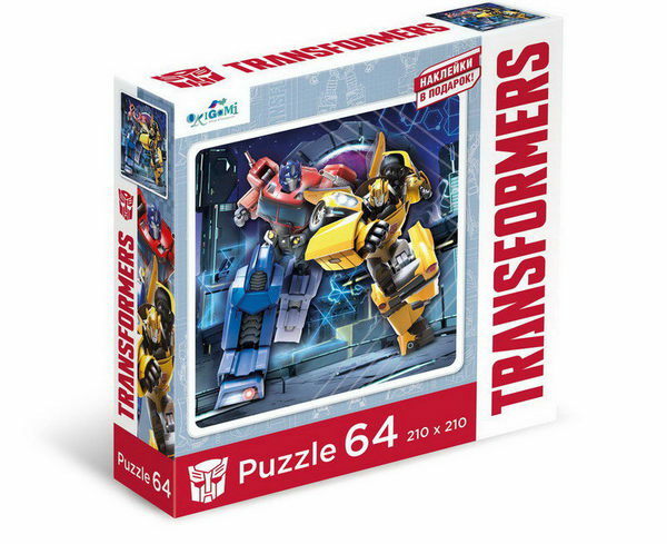 Puzzle 64 Transformers. Autobots + klistermärken