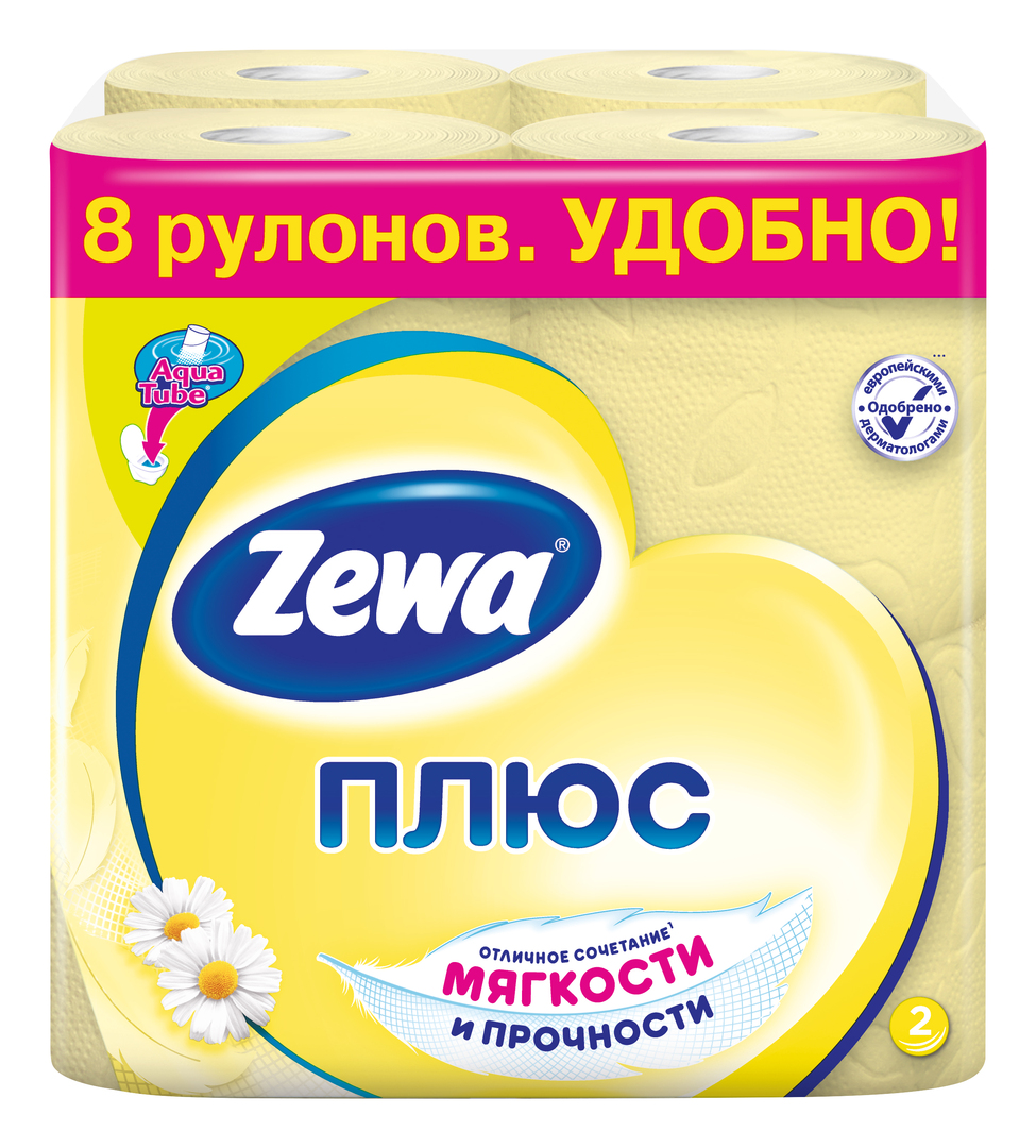 Zewa Plus toaletni papir Kamilica, 2 sloja, 8 rola