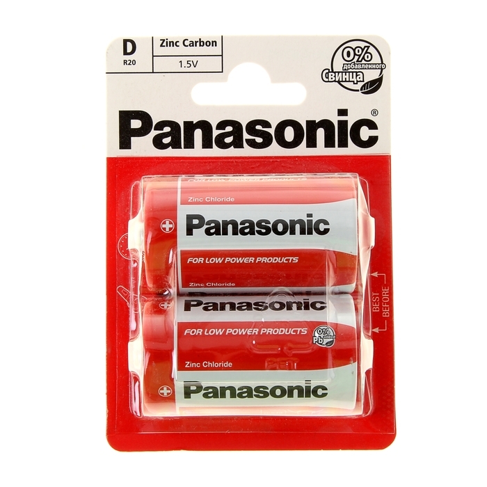 Batteri Salt Panasonic R20 Zink Carbon, blister, 2 stk.