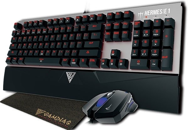 Gamdias Hermes Wired Keyboard + Mouse Kit E1 + Demeter E2 + Nyx E1 Brown Switches Schwarz / Silber