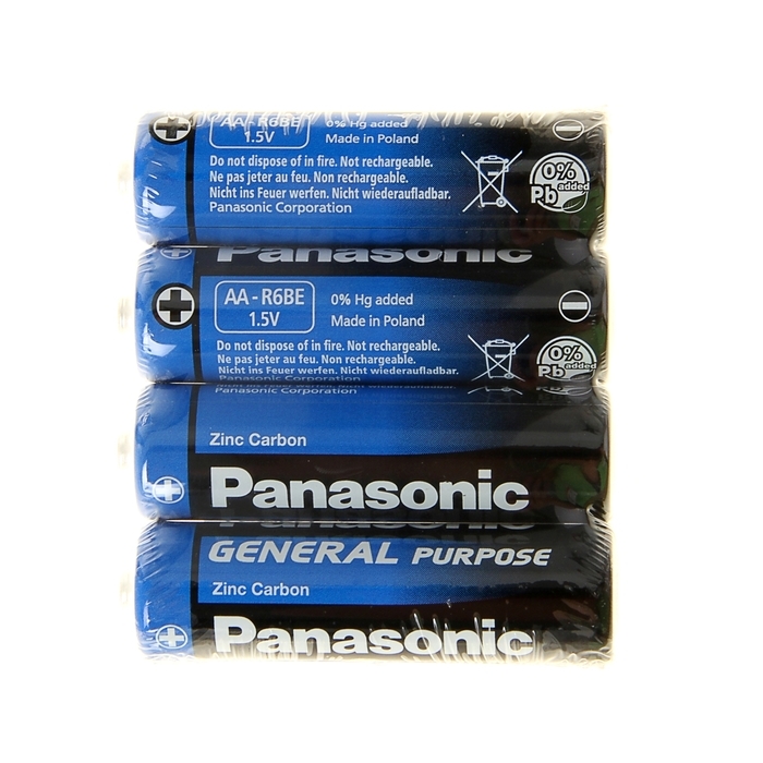 Saltbatteri Panasonic, AA, R06, loddemetal, 4 stk.