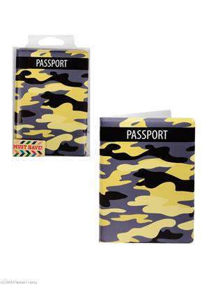 Reisepasshülle Camouflage gelb (PVC-Box)