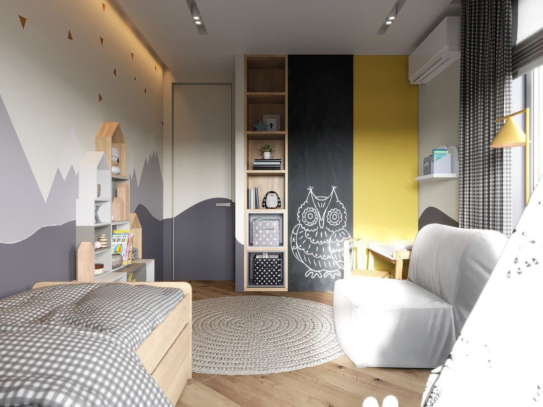 Conception chambre de 14 mètres carrés d'un enfant: la photo de l'intérieur d'exemples, la place pour deux