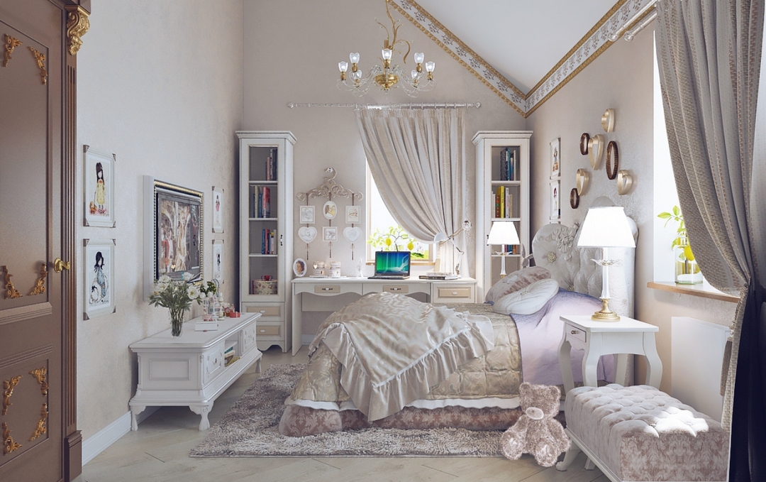 Zimmer im klassischen Stil für ein Mädchen