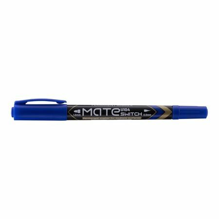 Marker permanentny Deli EU10430 Mate podwójne pisanie końcówka 0,5-1mm niebieska 12 szt/opakowanie