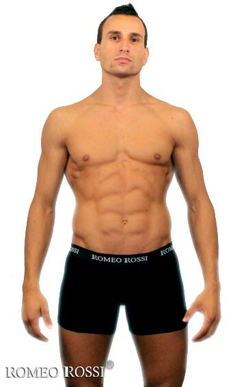 Romeo Rossi Long boxers R7001-2 soft elongated men's boxers in black color