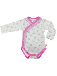 Bodysuit with long sleeves Delicate bunny, height 74 cm (color: white, pink)