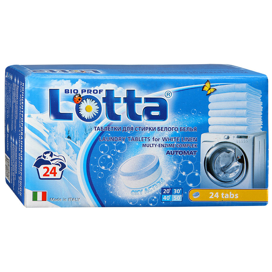 Lotta-tabletten voor het wassen van wit linnen 24st