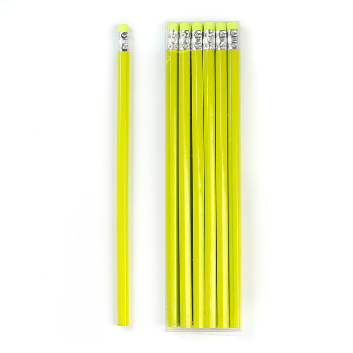 Bleistift h / g mit einem HB-Radiergummi sechseckiger Körper hellgrün