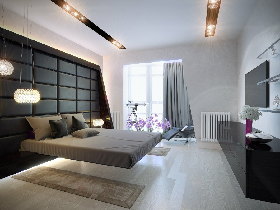 Zaawansowana technologicznie dekoracja sypialni dla mężczyzn