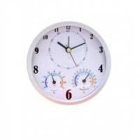 Plastic alarm clock, round, color: white