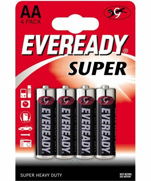 Batterier og tilbehør: EVEREADY SUPER R6 AA batterier - 4 stk.
