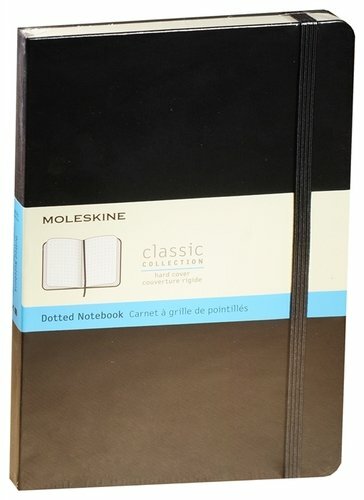 Notebook k bodu Moleskine, Moleskin Notebook A5 120L point to point Classic Veľký čierny, pevný obal, gumička