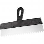 Paslanmaz çelik spatula, 100 mm, diş 4x4 mm, plastik sap SIBRTECH 85453