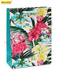 Gift bag Exotic flamingos, 18x23x10 cm