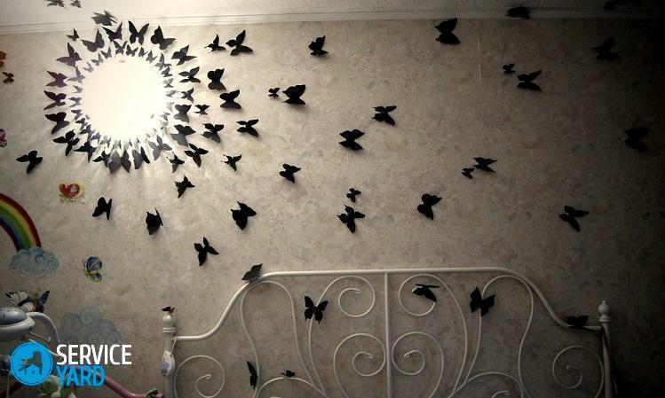 Hvordan lage sommerfugler av papir med hendene på veggen?