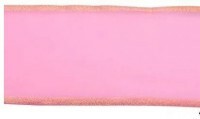 Lint voor strikken met metalen rand, 7 cm x 25 m, kleur: roze, art. S3502