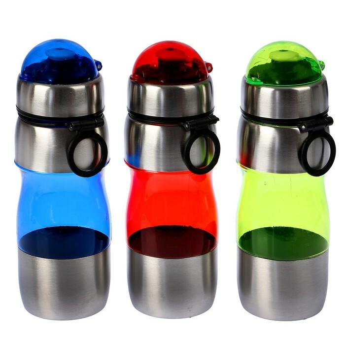Water bottle 500 ml, with teat, two large metal inserts, mix, 7x20 cm