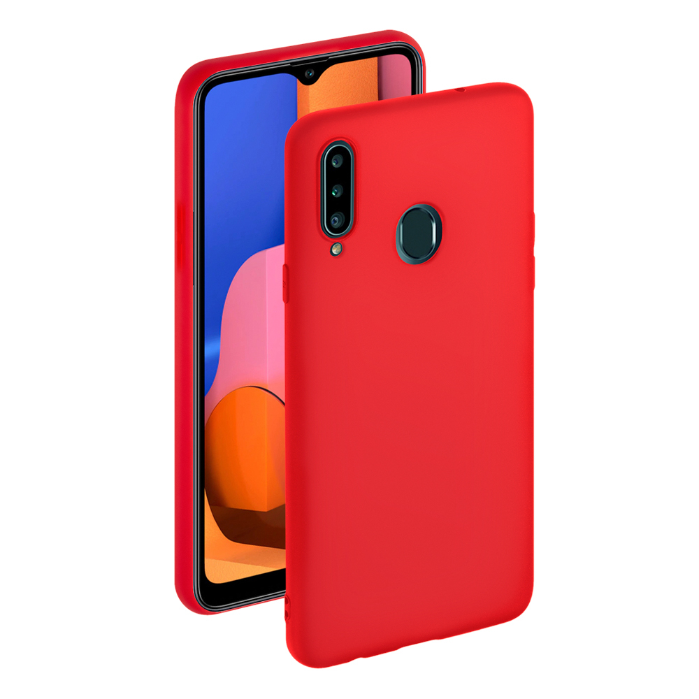 Capa para smartphone para Samsung Galaxy A20s Deppa Gel Color Case Capa com clipe vermelho, poliuretano