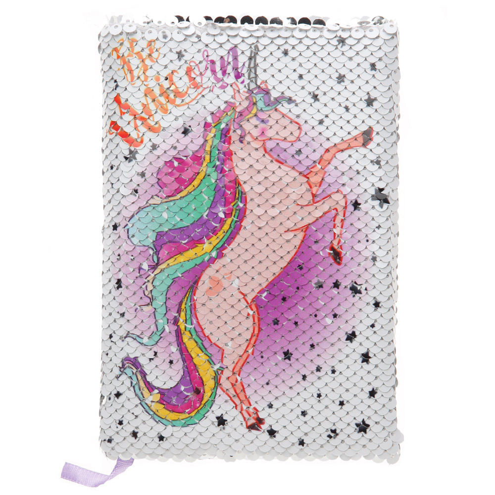 Mazari Blocco note luminoso per appunti con paillettes Unicorno con stelle 11 * 16,5 cm 60 fogli