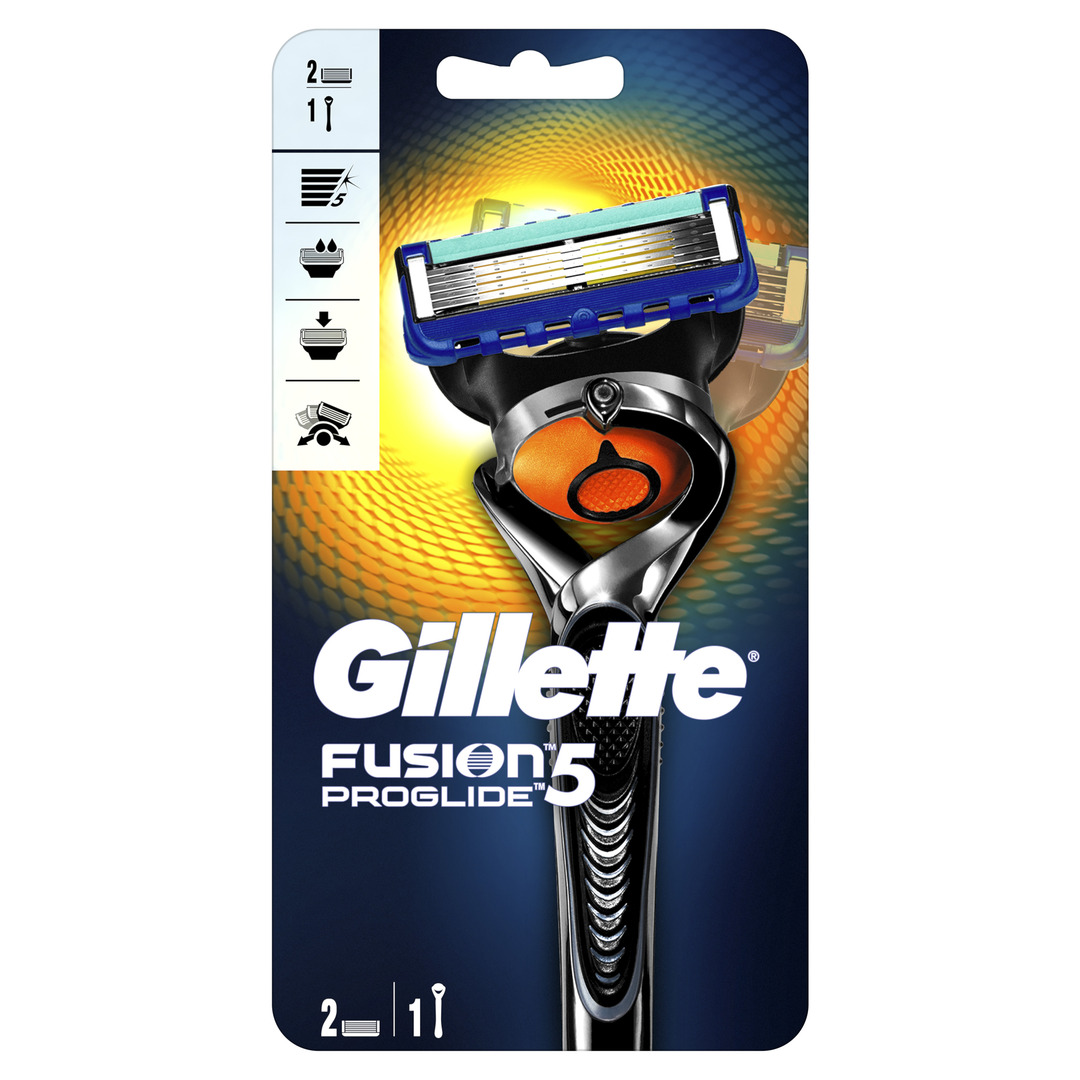 Gillette Fusion5 ProGlide -barbermaskine til mænd med 2 udskiftningskassetter